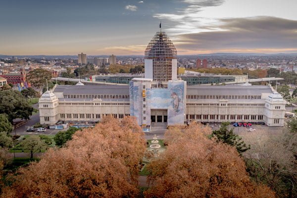 Royal-Exhibition-Building-with-whole-building-and-artwork-on-Scaffold