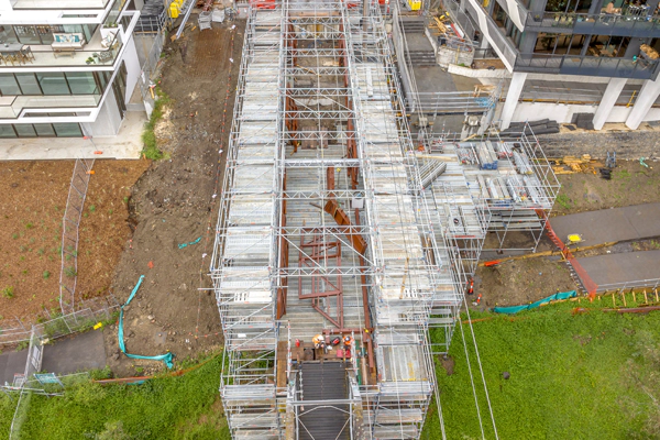 Bridge scaffold stage 1 drone shot
